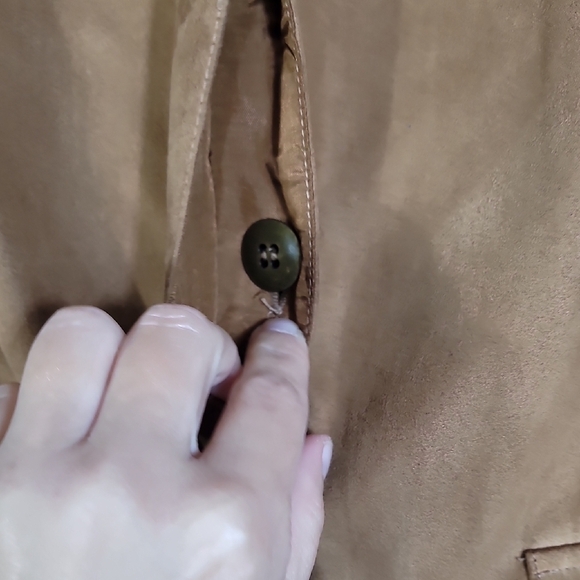 Vintage Faux Suede Fringe Jacket Brown Tan Size 12 Boho Western Y2K Blazer - Picture 6 of 12